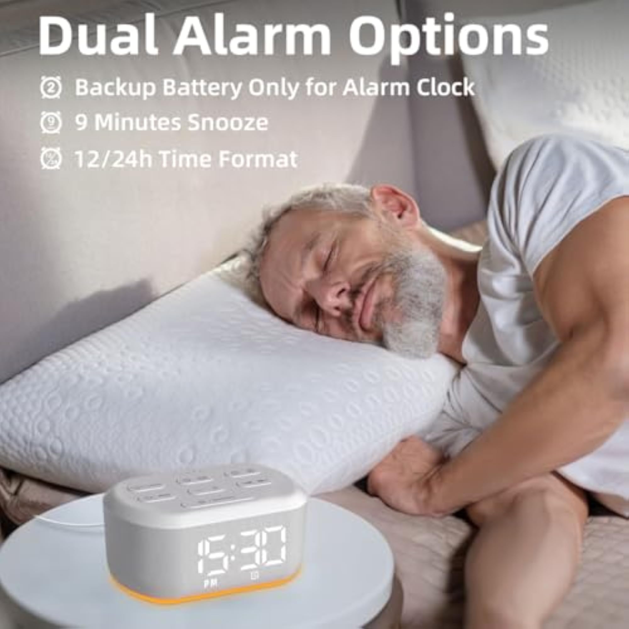 Small Digital Alarm Clock with Sound Machine